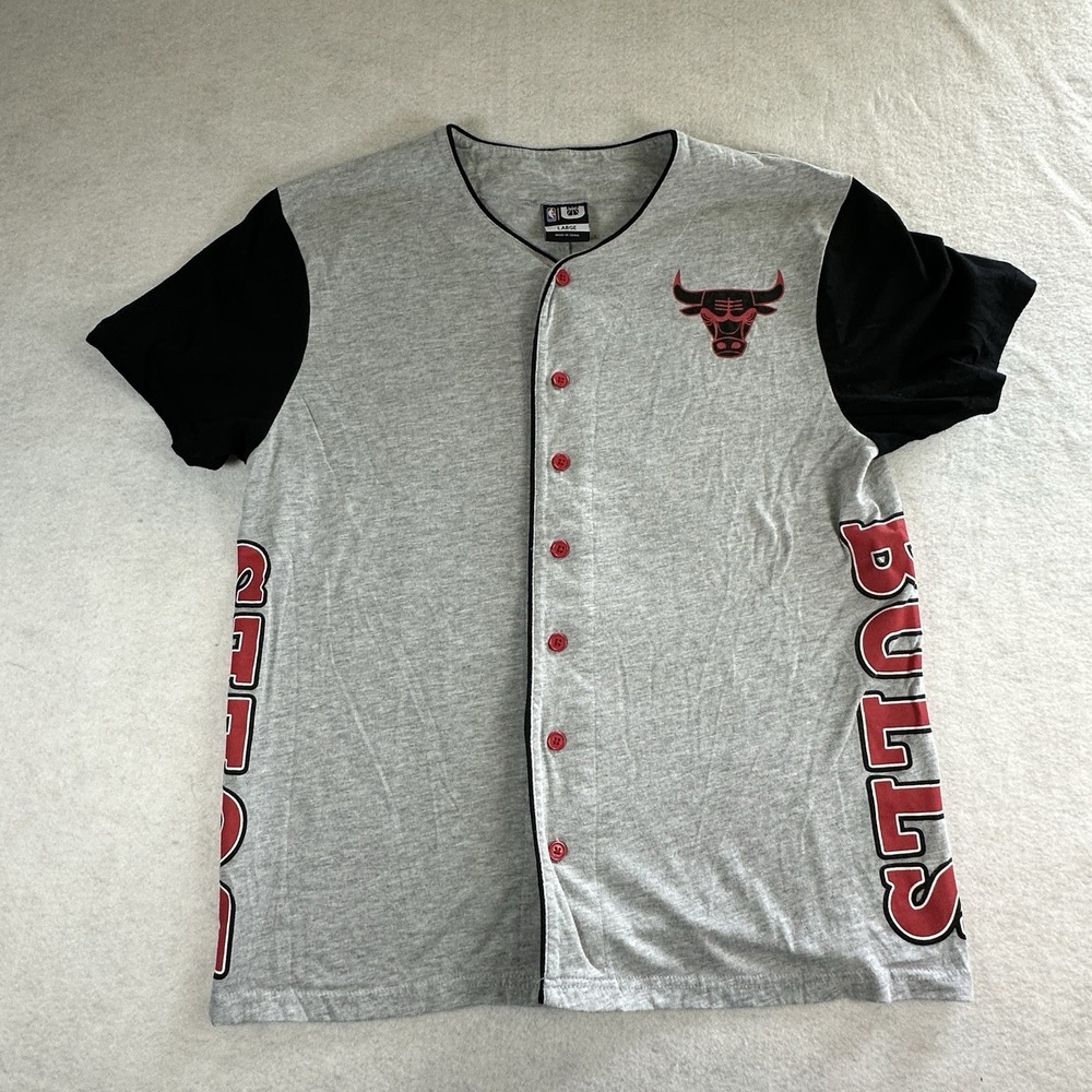 Men's Chicago Bulls Shirt 2XL Gray Button Front